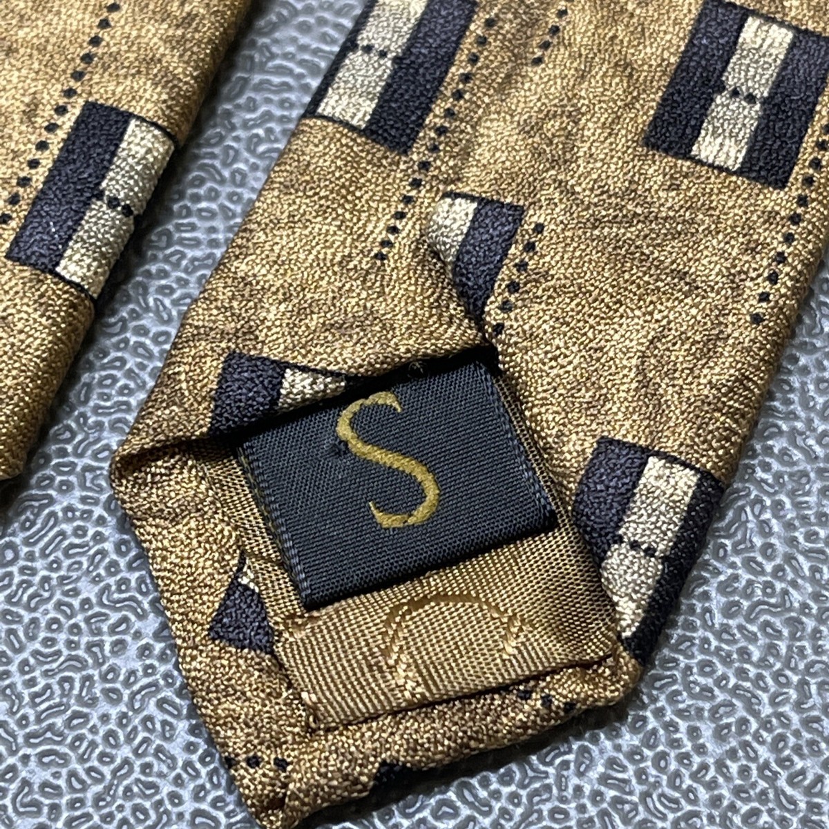 Robert Talbott Studio Men's Designer Executive 100% Silk Neck Tie Gold Pattern View 2