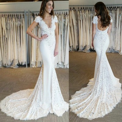 cap sleeve mermaid wedding dress