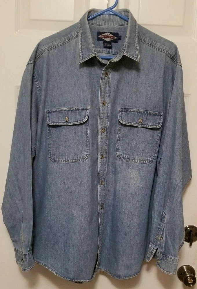 Ruff Hewn True American Wear Men's Heavy Denim L/S Shirt XL