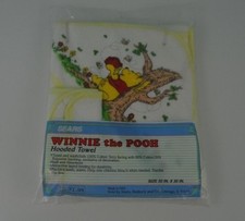Vintage Sears Winnie the Pooh Hooded Baby Bath Towel Washcloth USA Made NEW