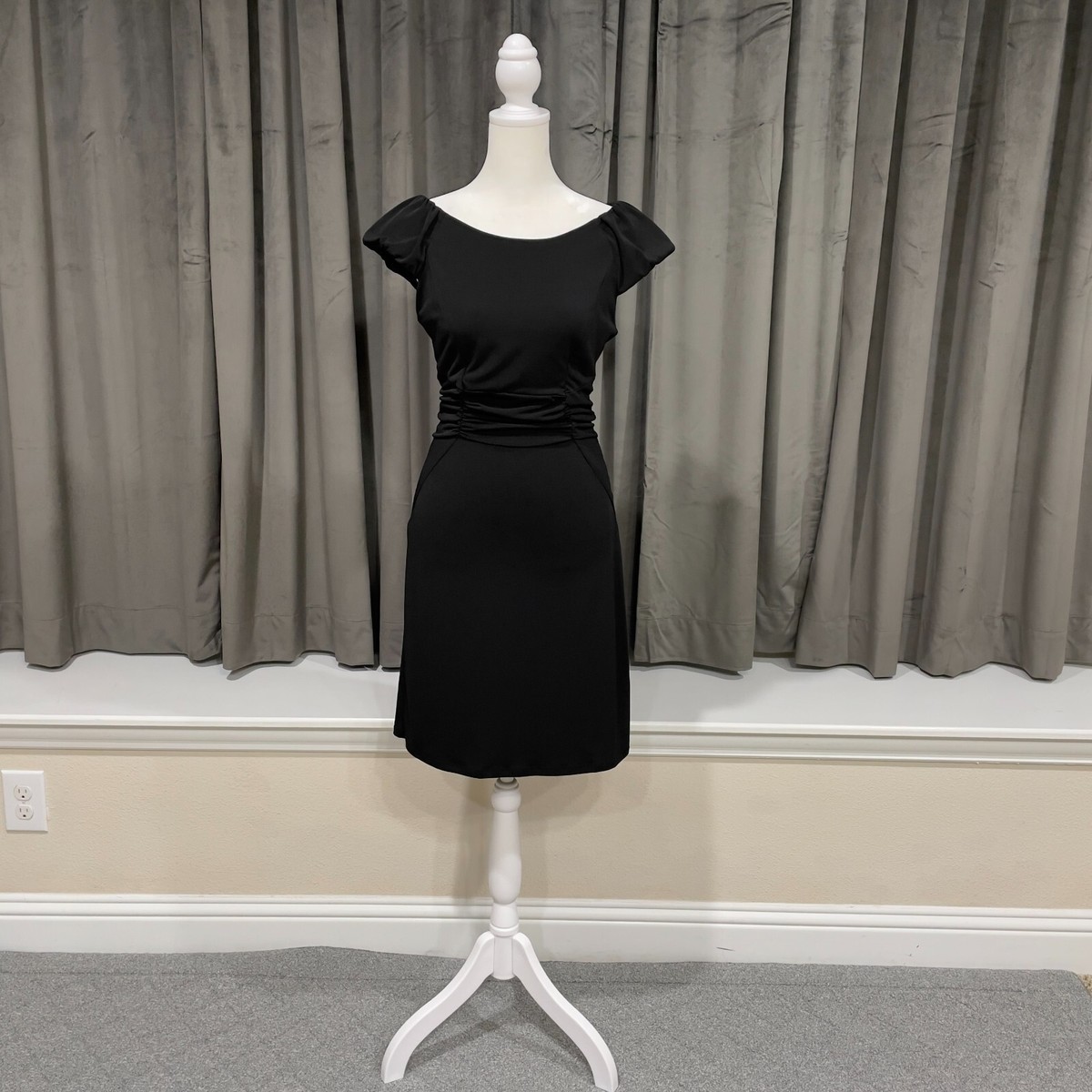 Max & Cleo Dress Womens 6 Black Boat Neck Sleeveless Career Cocktail