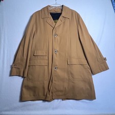 Vintage Plymouth Short Trench Coat Beige Removable Lining Button Front Size 40