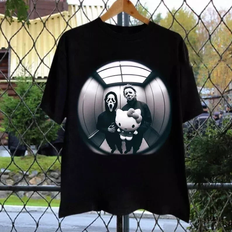 Michael Myers and Ghost Face Hello Kitty t-Shirt, Halloween t-Shirt