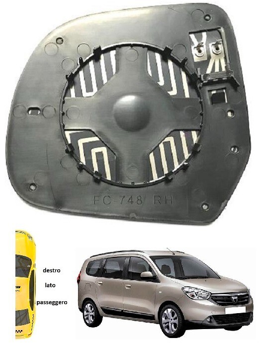 PIASTRA SPECCHIO RETROVISORE DX TERMICA DACIA LODGY DAL 2012 IN POI
