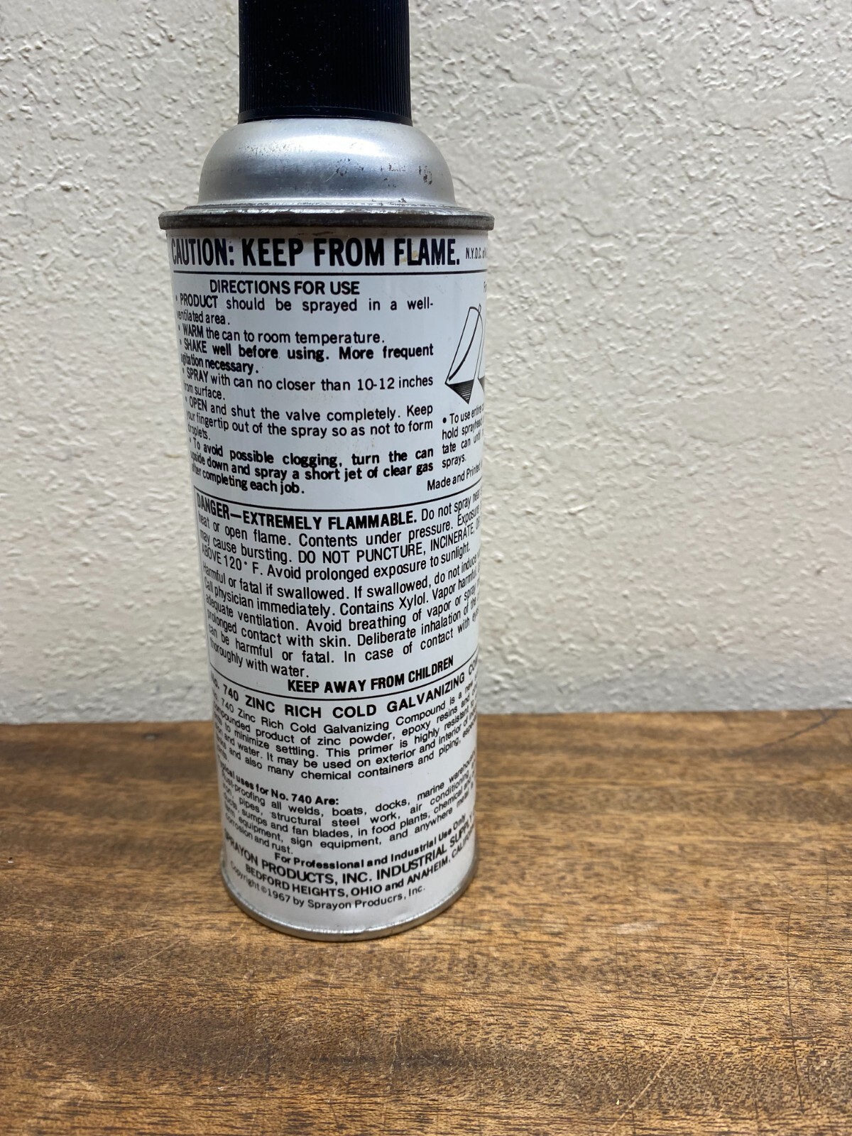 Vintage 1967 Sprayon No.740 GALVANIZING COMPOUND ~ 16 OZ AREOSOL CAN ~ NOS