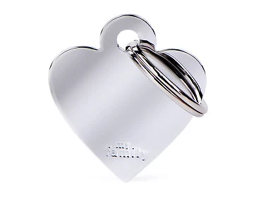 MEDAGLIETTA INCISA SERIE BASIC - TARGHETTA CUORE OTTONE CROMATO - Immagine 2 di 4