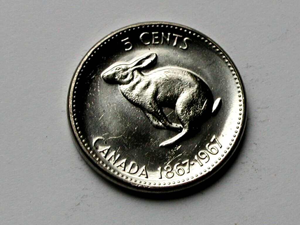 1967 CANADA (1867-) Rabbit Nickel Coin - 5 Cents - MS+ UNC (from mint ...