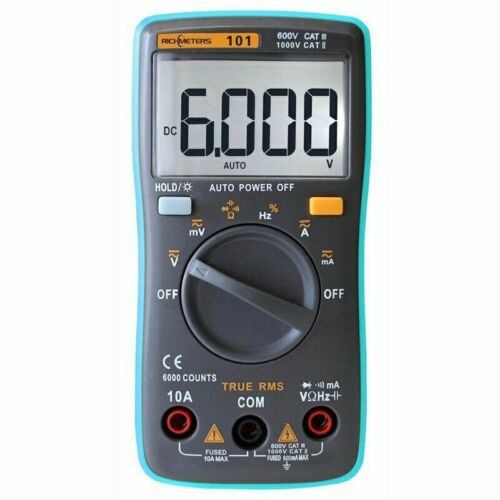 Multimètre numérique RM101 6000 compte rétroéclairage AC/DC ampètre voltmètre volt LCD - Photo 1 sur 5