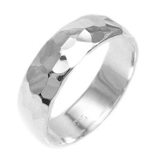925 Sterling Silver Smooth Stylish 6mm Hammered Wedding Band Ring