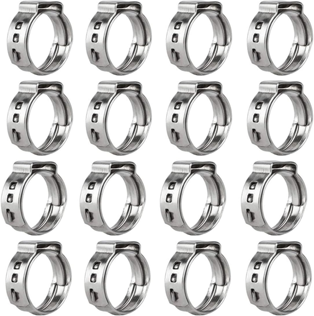 130 Pieces 1/4" 11/8" Single Ear Hose Clamps 304 Stainless Steel PEX