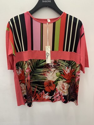 Damen Viskose Shirt Crop Blumenmuster G-Linie