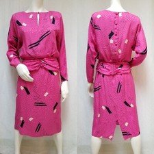 Vintage 90 s RAUL BLANCO 2 Piece Pink Silk Skirt Button Back Top - Size S