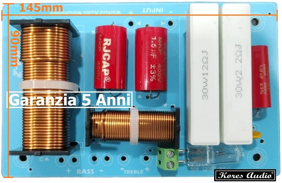 Kores Audio KFPA-2 Filtro Crossover 2 Vie Pro 12dB/Oct 2.800Hz 8 Ohm Fino a 460W - Immagine 2 di 4