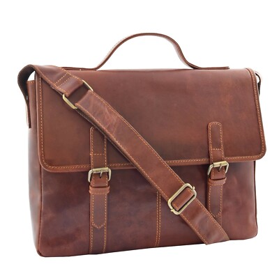Hochwertige braune Herren-Aktentasche aus echtem Leder Laptop-Business-Tasche