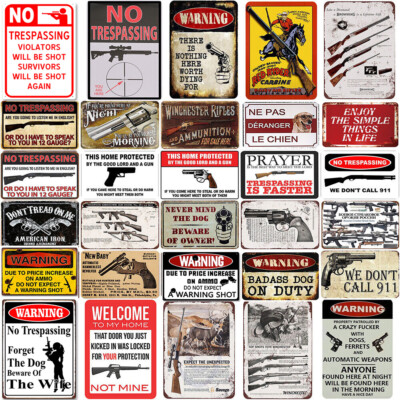 Retro Gun Metal Tin Signs Vintage Poster Man Cave Plates Bar Pub Club Wall Decor