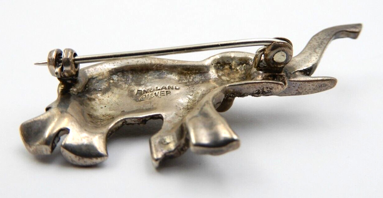 VINTAGE SOLID SILVER ELEPHANT WITH MARCASITES & R… - image 12