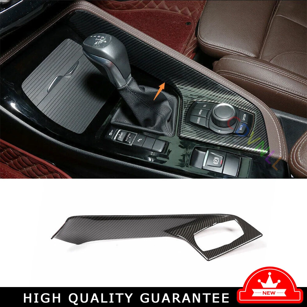 Car Middle Console Gear Shift Panel Trim Fit For BMW X1 F48 2016-22 Carbon Fiber