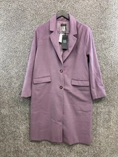 Sans Souci Purple Long Coat 2 Button Soft Wool Feel Lined Women's Size Medium