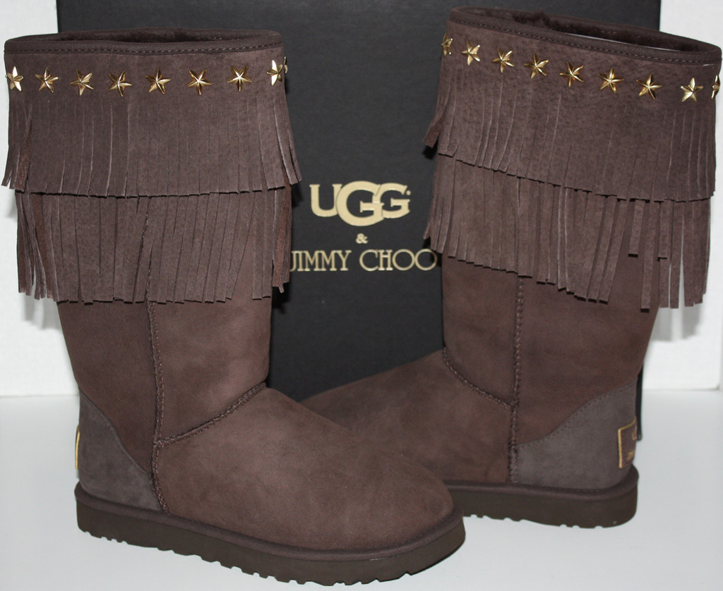 UGG×JIMMY CHOO スタッズ加工 フリンジムートンブーツ SORA アグ×ジミーチュウUGG×JIMMY CHOO スタースタッズフリンジ