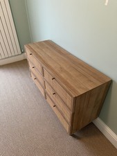 Chest of Drawers with Rattan Fronts – Oak & Cane – 6 Drawer – Mid Century Style