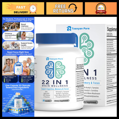 22-in-1 Brain Supplements for Memory, Focus & Clarity - Alpha GPC, Citicoline, D