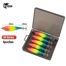 LEYDUN Luminous Squid Jigs 5pcs Shrimp Lures for Saltwater Fishing Bait
