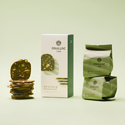 Osulloc Jeju Matcha Biscotti Chips 100g Premium Green Tea Baked Snack Healthy