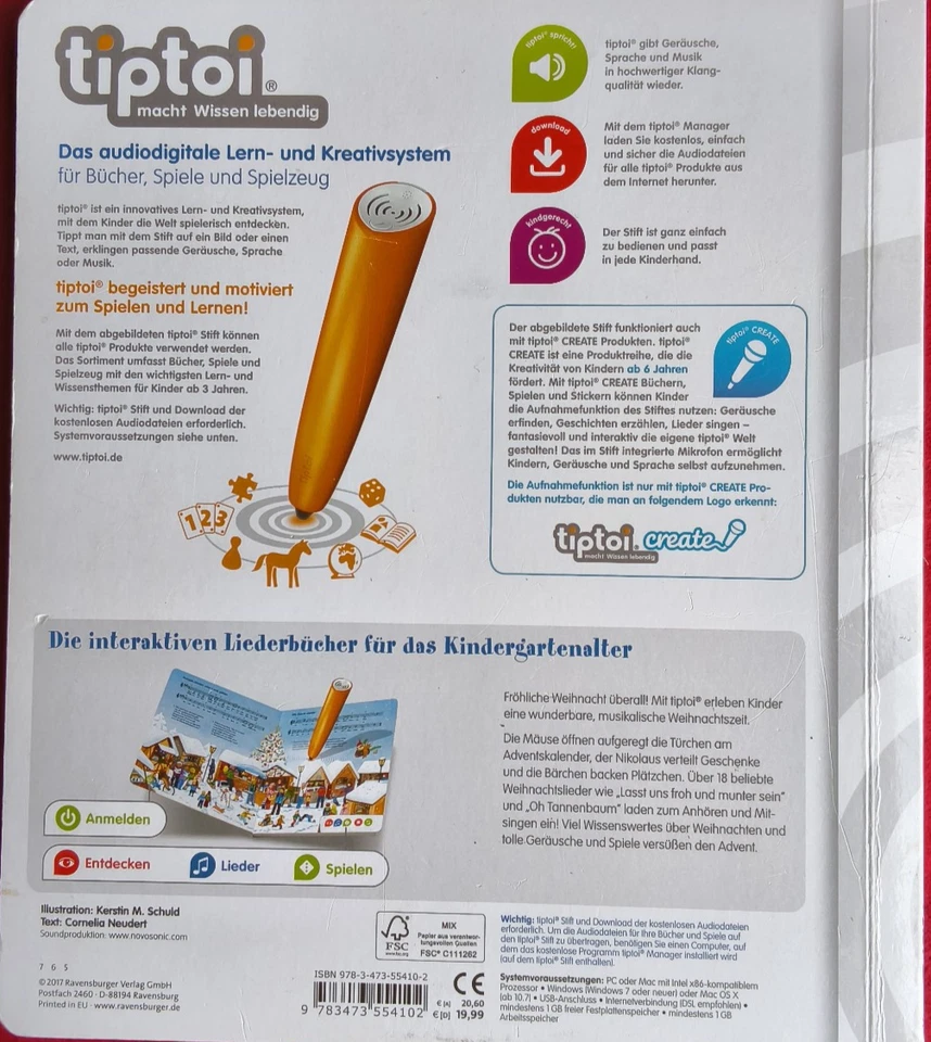 tiptoi® Meine schönsten Weihnachtslieder von Cornelia Neudert (2017, Kartonbuch) - Bild 2 von 2
