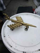 Handmade, trench art, Metal Airplane Figurine Antique Brass Military