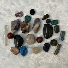 Mixed Natural Crystal Gemstone Lot Tumbled Polished Rough Stones Quartz Amethyst
