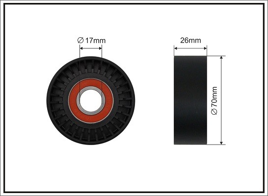 CAFFARO 500707 Tensioner Pulley, V-ribbed belt for OPEL