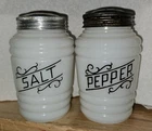 Vintage Hazel Atlas Milk Glass Beehive Salt & Pepper Shakers Glamping