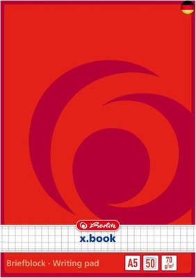 Herlitz Notizblock x.book A5, kariert, 50 Blatt, 10 Stück