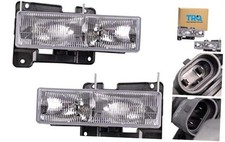 2 Piece Headlight Assembly Set Halogen Chrome Bezel Driver HLA95280