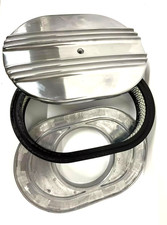 12 Nostalgia Custom Half Finned Polished Aluminum Air Cleaner Street Rat Rod 12 Nostalgia Custom Half Finned Polished Aluminum Air Cleaner Street Rat Rod