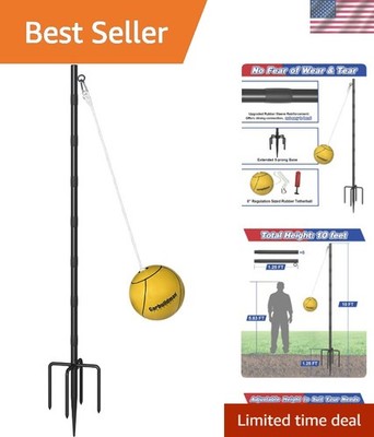 Tetherball Set with Ball & Rope for Outdoor Backyard, Adjustable Tether Ball ...