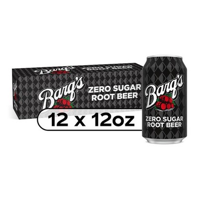 Barq's Zero Sugar Root Beer Soda Pop, 12 Pack of 12oz Cans