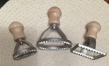 Ravioli Cutter Molds Set of 3 Aluminum w/ Wooden Handles Made In Italy
