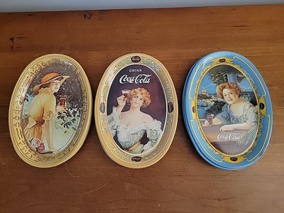 Vintage Coca Cola 6  Metal Trays - Set Of 3 Collector-Victorian Ladies~AWESOME~