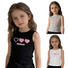 Kids Girls Vest Workout Tops Running Tank Top Gymnastics Round Neck School