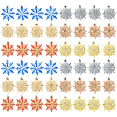 4Pcs Plastic 16-Point Star Hanging Ornaments Shatterproof Christmas Tree Decor