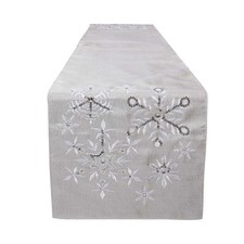 Christmas Table Runner, Snowflake Silver Grey Table Runners, Xmas Holiday Tab...