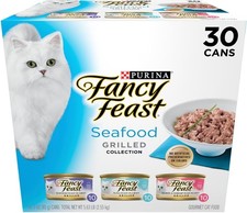 Fancy Feast Adult Grilled Seafood Feast Variety Pack Cat Food, 3-oz 30 Cans