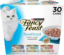 Fancy Feast Adult Grilled Seafood Feast Variety Pack Cat Food, 3-oz 30 Cans