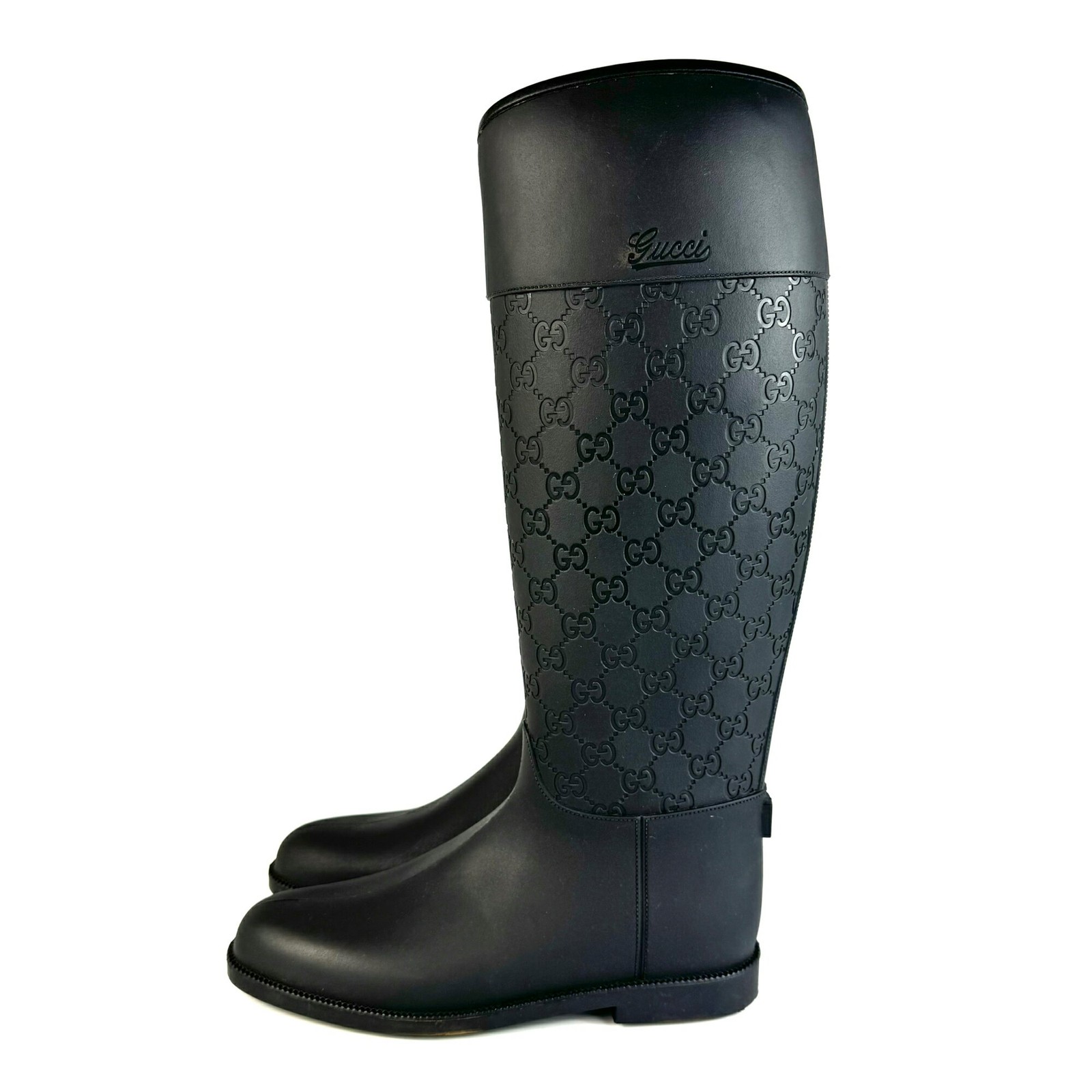 GUCCI Rain Boots Shoes EU 37 US 7 Black Authentic thumbnail 10