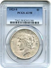 1923-S PEACE SILVER DOLLAR PCGS AU-58
