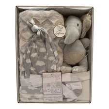 BananaFish Studio Elephant Cozy Dream Baby Nursery 4 Pc Gift Set Elephant Gray 