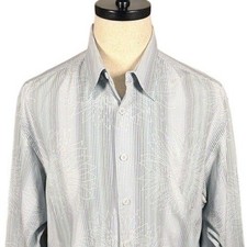 Tommy Bahama Mens XL Silk Cotton Striped Floral Long Sleeve Button Down Shirt