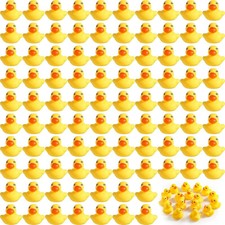 200 Pcs Mini Rubber Ducks in Bulk Yellow Tiny Baby Shower Ducks Float Squeak Bat