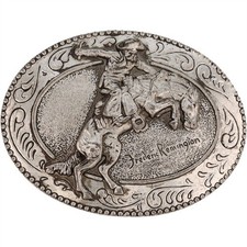 Bucking Bronc Bronco Rider Horse Rodeo Cowboy Western Remington Vtg Belt Buckle